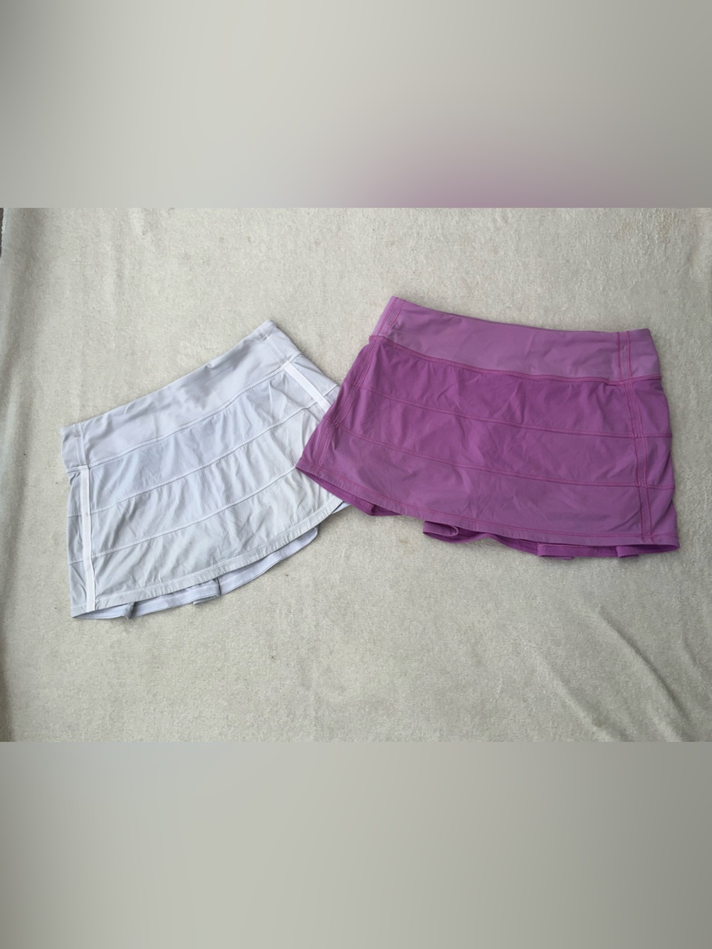 Lululemon Iconic Viral Pace Rival Mid-Rise Skirts Lot Of 2: White & Pink